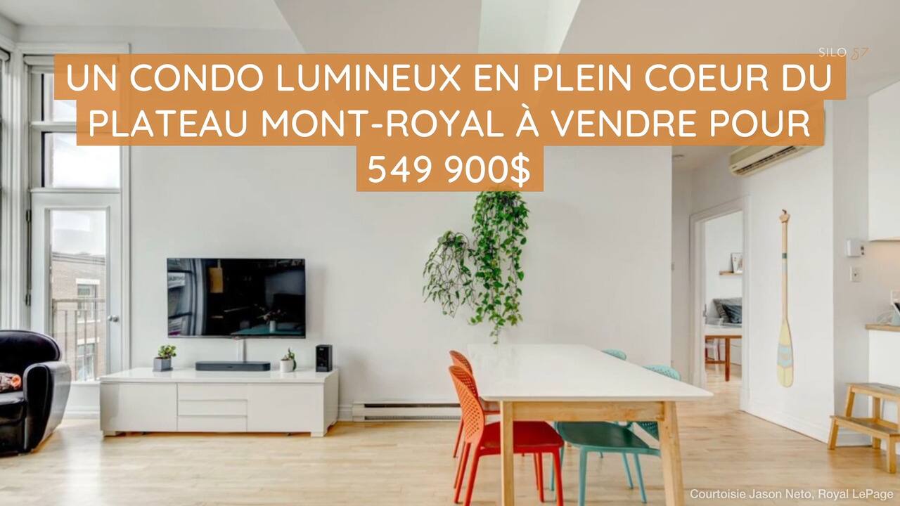 Un condo lumineux en plein coeur du Plateau Mont-Royal à vendre pour 549 900$