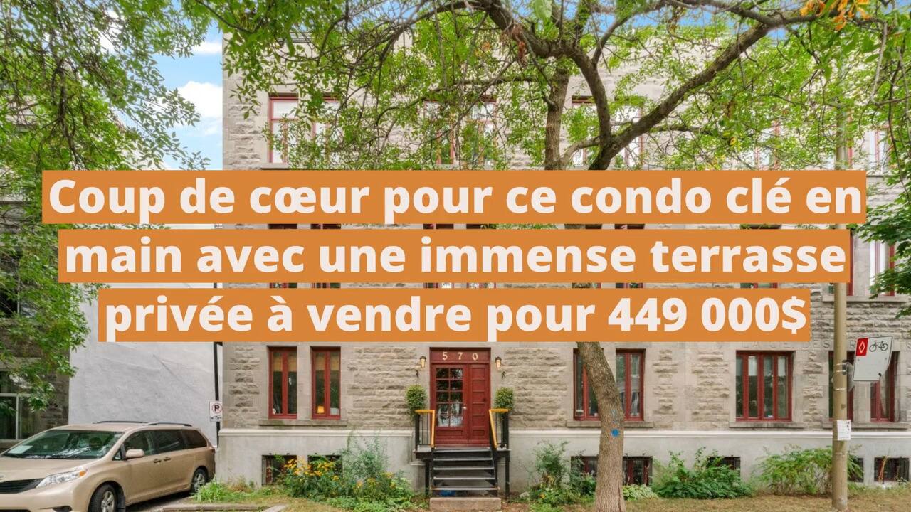 Coup de cœur pour ce condo clé en main avec une immense terrasse privée à vendre pour 449 000$