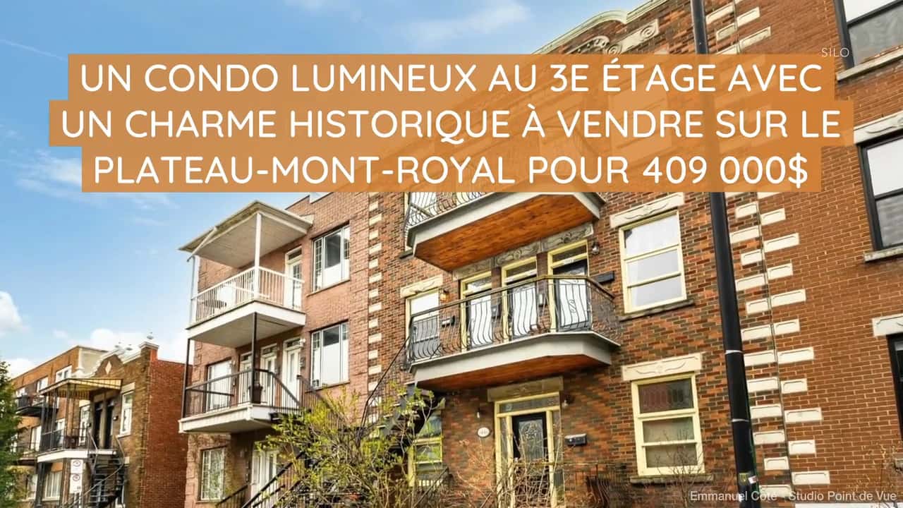 Un condo lumineux au 3e étage avec un charme historique à vendre sur le Plateau-Mont-Royal pour 409 000$