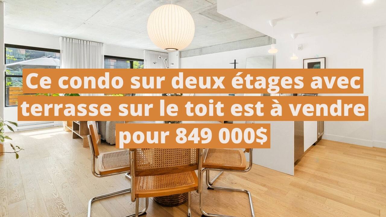 Ce condo sur deux étages avec terrasse sur le toit est à vendre pour 849 000$