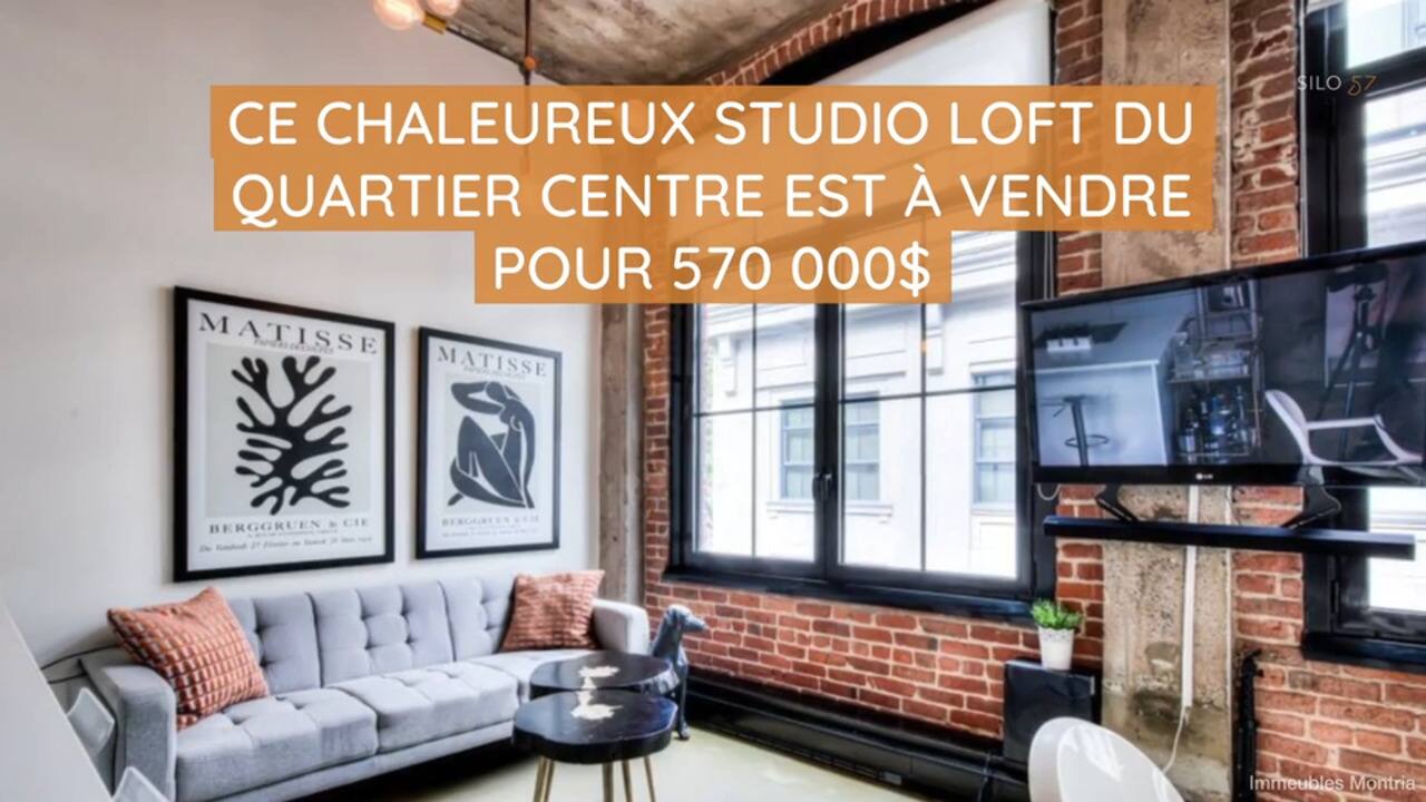 Ce chaleureux studio loft du Quartier Centre est à vendre pour 570 000$