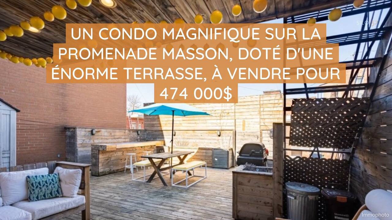 Un condo magnifique sur la Promenade Masson, doté d'une ÉNORME terrasse, à vendre pour 474 000$