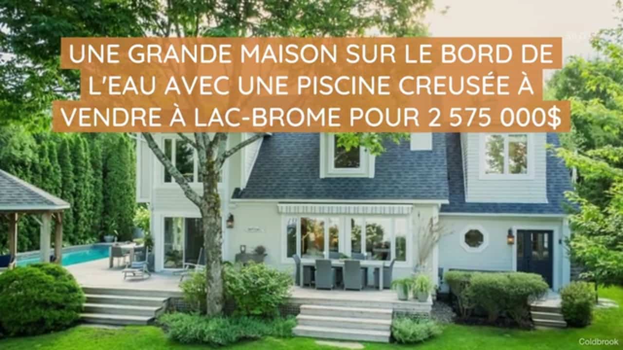 Une grande maison sur le bord de l'eau avec une piscine creusée à vendre à Lac-Brome pour 2 575 000$ 