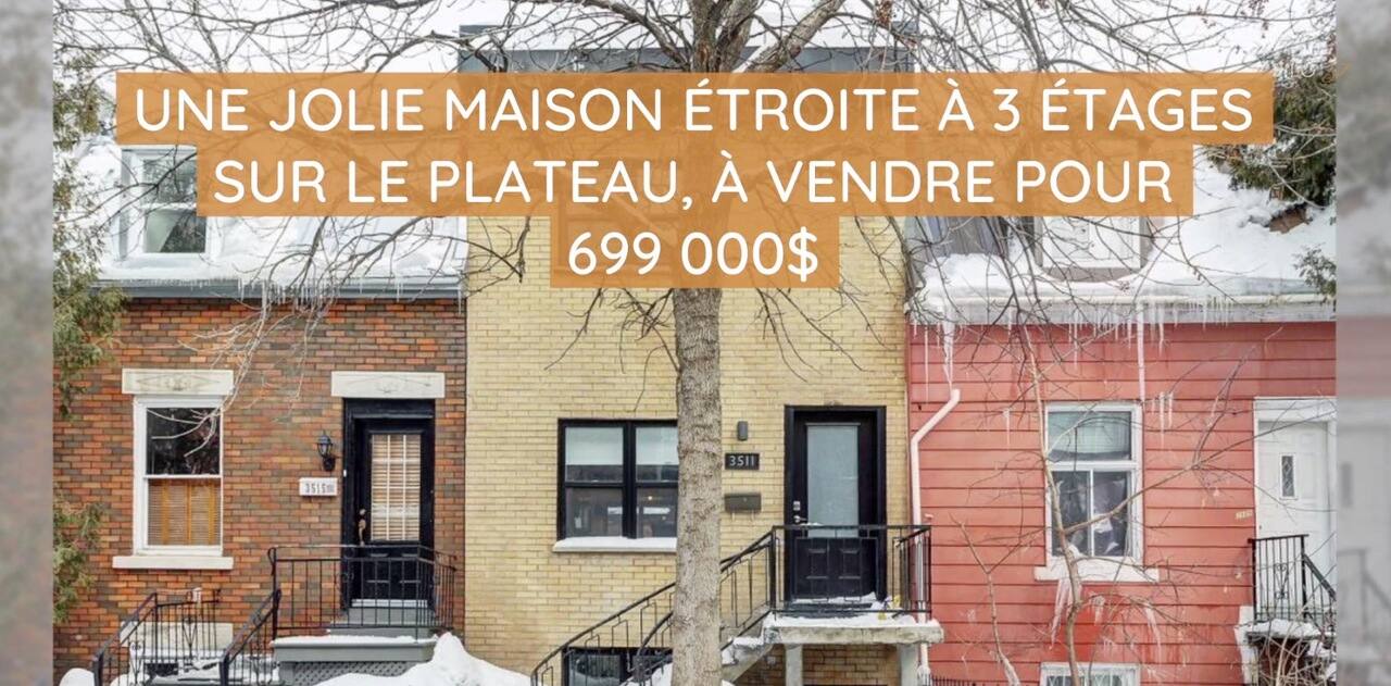 Une jolie maison étroite à 3 étages sur le plateau, à vendre pour 699 000$