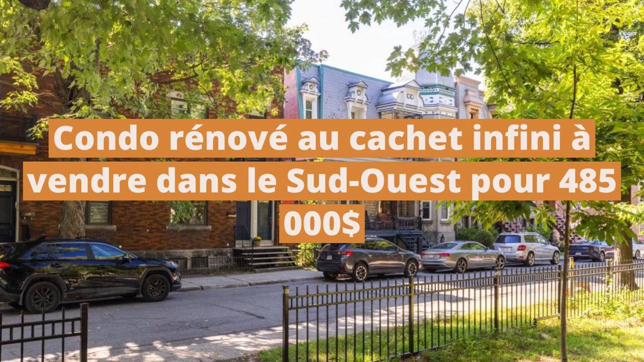 Condo rénové au cachet infini à vendre dans le Sud-Ouest pour 485 000 $