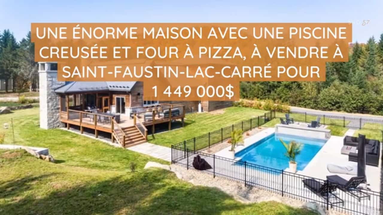 Une énorme maison avec une piscine creusée et four à pizza, à vendre à Saint-Faustin-Lac-Carré pour 1 449 000$