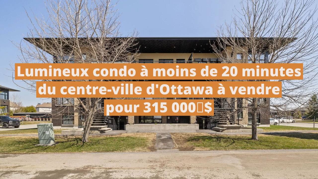 Lumineux condo à moins de 20 minutes du centre-ville d'Ottawa à vendre pour 315 000 $