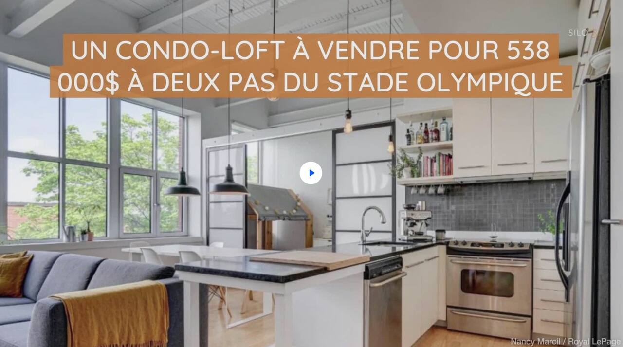 Un condo-loft à vendre pour 538 000$ à deux pas du Stade olympique