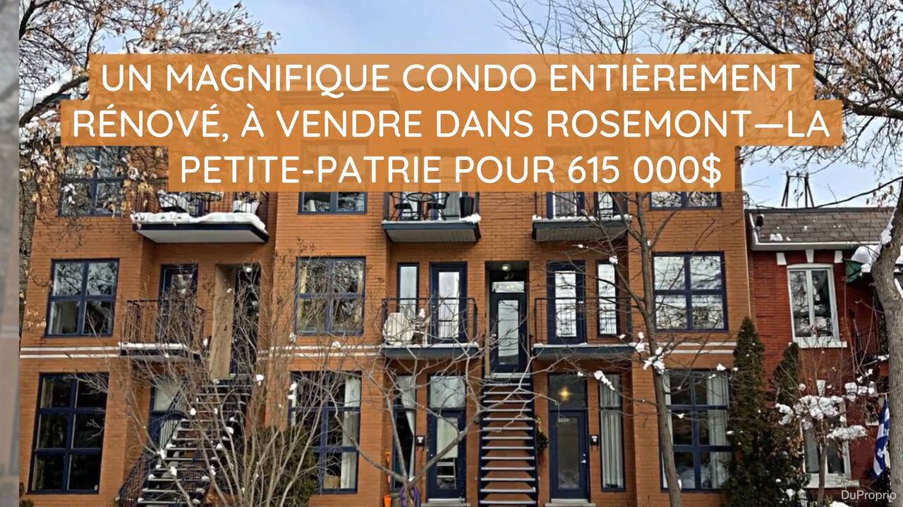 Un magnifique condo entièrement rénové, à vendre dans Rosemont-La Petite-Patrie pour 615 000$