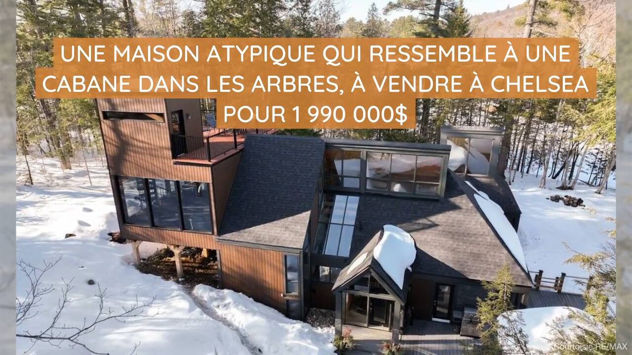 Une maison atypique qui ressemble à une cabane dans les arbres, à vendre à Chelsea pour 1 990 000$