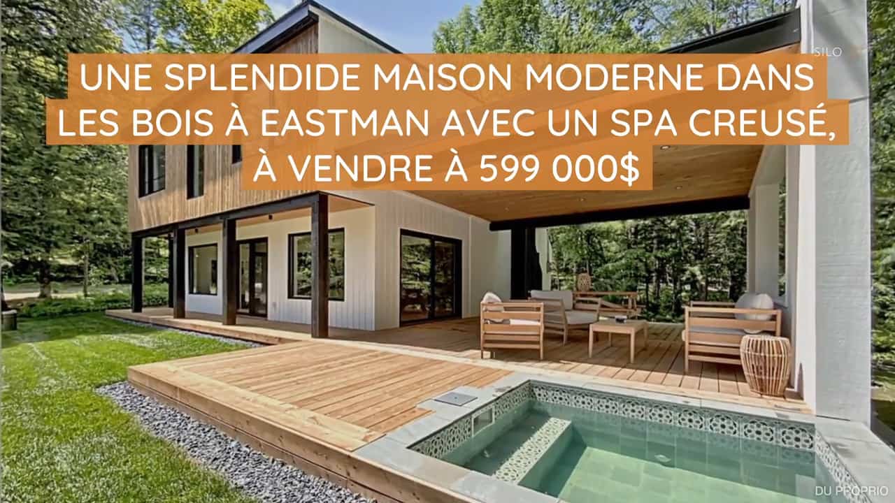 Une splendide maison moderne dans les bois à Eastman avec un spa creusé, à vendre à 599 000$