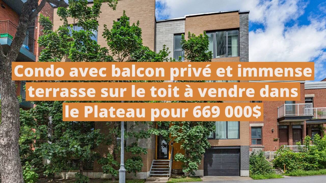 Condo avec balcon privé et immense terrasse sur le toit à vendre dans le Plateau pour 669 000$