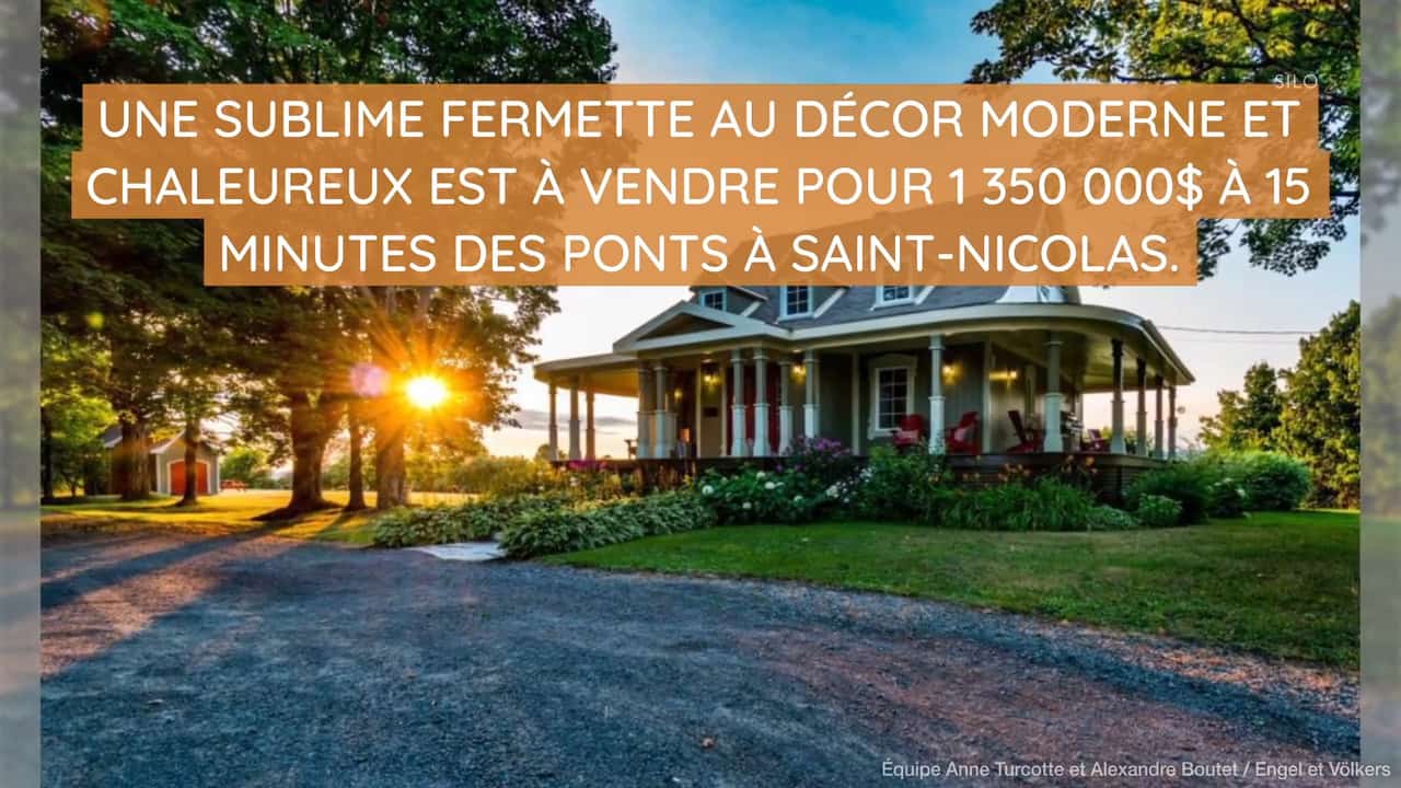 Une sublime fermette au décor moderne et chaleureux est à vendre pour 1 350 000$ à 15 minutes des ponts à Saint-Nicolas