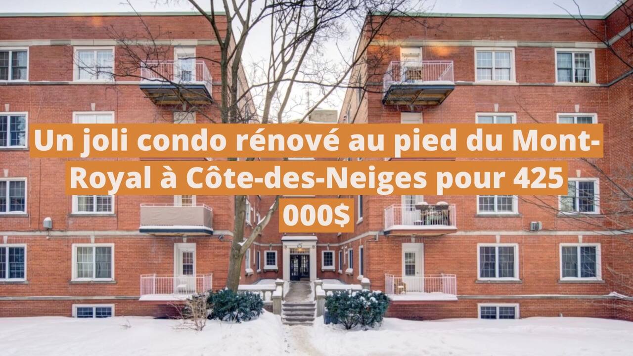 Un joli condo rénové au pied du Mont-Royal à vendre à Côte-des-Neiges pour 425 000$