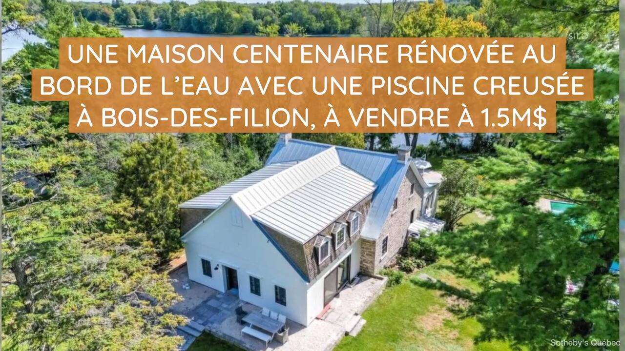 Une maison centenaire rénovée au bord de l'eau avec une piscine creusée à Bois-des-Filion, à vendre à 1.5M$