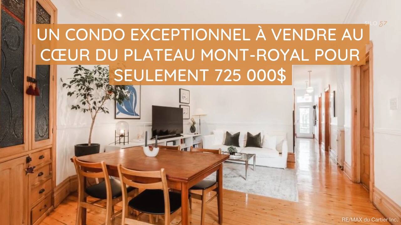 Un condo exceptionnel à vendre au cœur du Plateau Mont-Royal pour seulement 725 000$