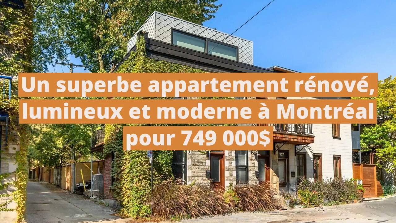 Un superbe appartement rénové, lumineux et moderne à vendre à Montréal pour 749 000$