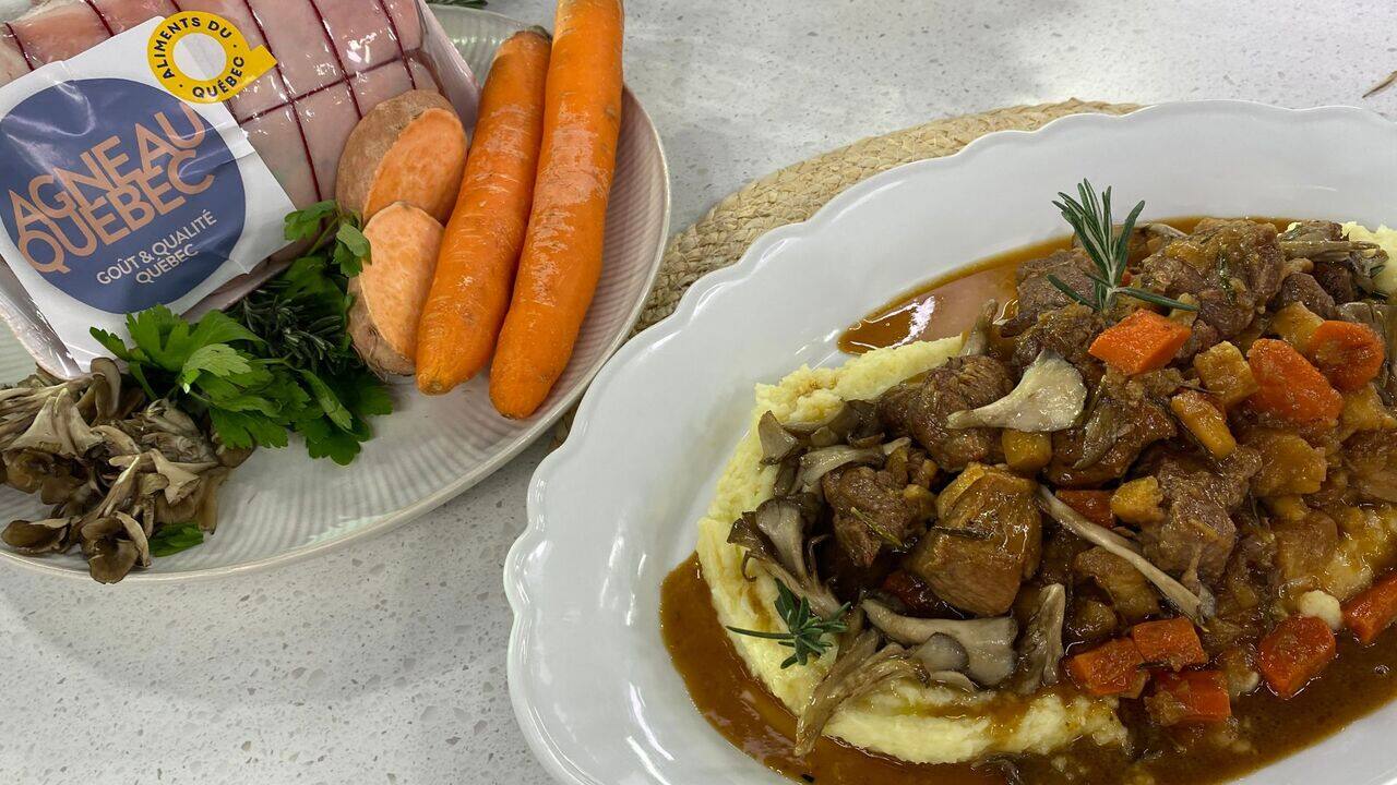 Agneau du Québec braisé au légumes racines d'ici et romarin 