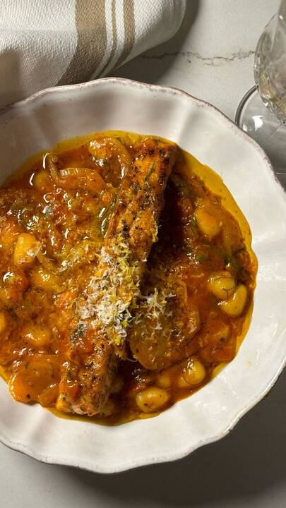 Gnocchis et saumon, sauce tomates et fenouils