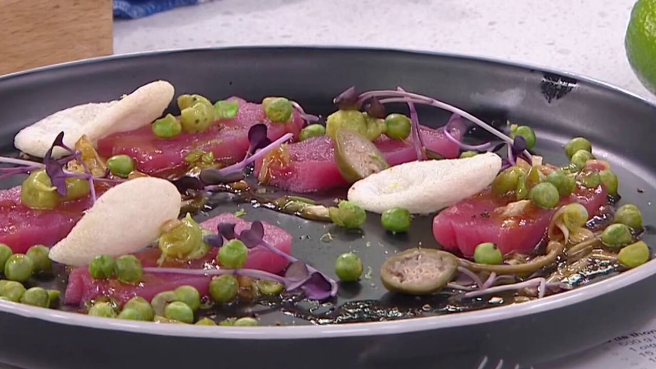 Crudo de thon citronnelle, mousseline d'avocat et wasabi 