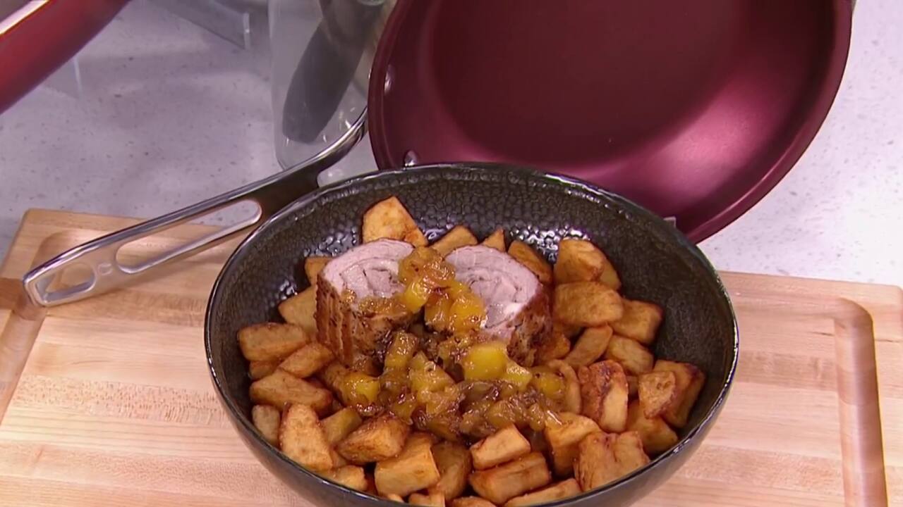 MÉDAILLON DE PORC EN SPIRALE ET CHUTNEY D’ANANAS